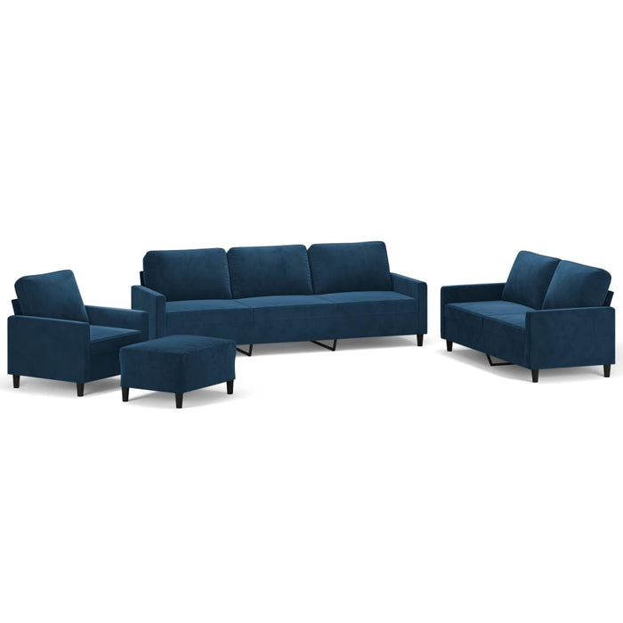 Set de canapele cu perne, 4 piese, albastru, catifea WALTI