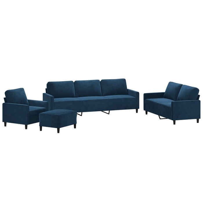 Set de canapele cu perne, 4 piese, albastru, catifea WALTI