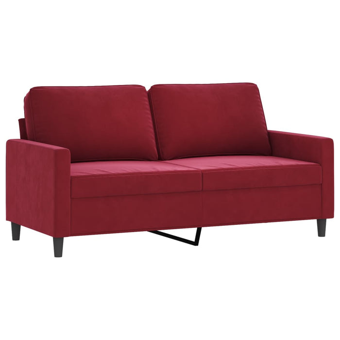 Set canapea cu perne, 3 piese, roșu vin, catifea WALTI