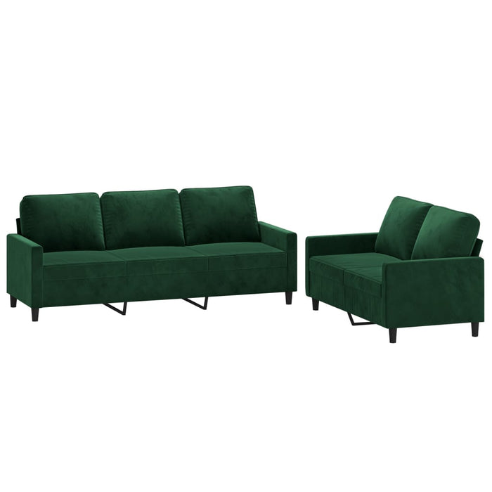 Set de canapele cu perne, 2 piese, verde închis, catifea WALTI