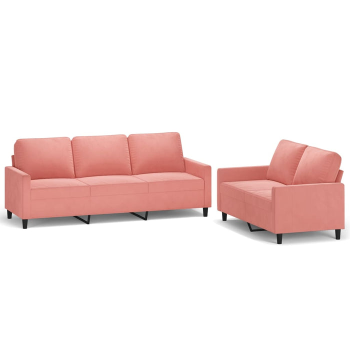 Set de canapele cu perne, 2 piese, roz, catifea WALTI