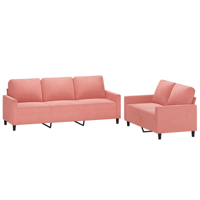Set de canapele cu perne, 2 piese, roz, catifea WALTI