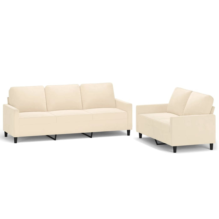 Set de canapele cu perne, 2 piese, crem, catifea WALTI