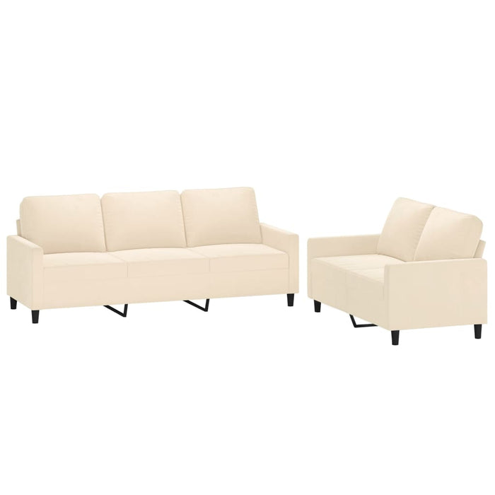 Set de canapele cu perne, 2 piese, crem, catifea WALTI