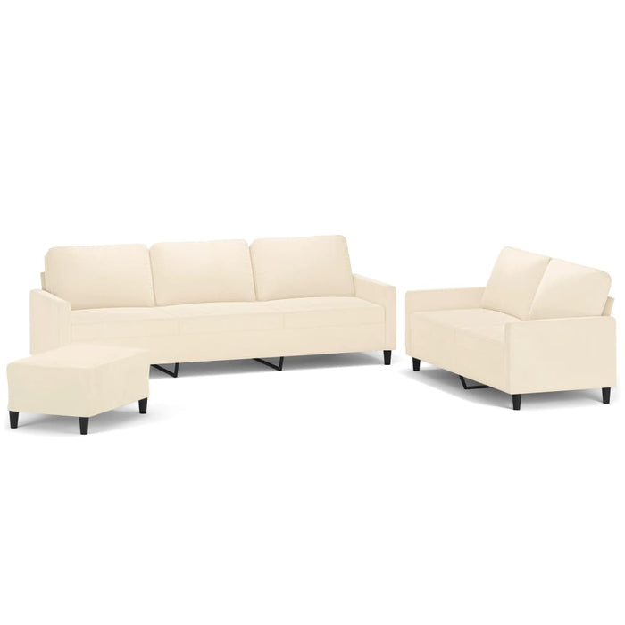 Set de canapele cu perne, 3 piese, crem, catifea WALTI