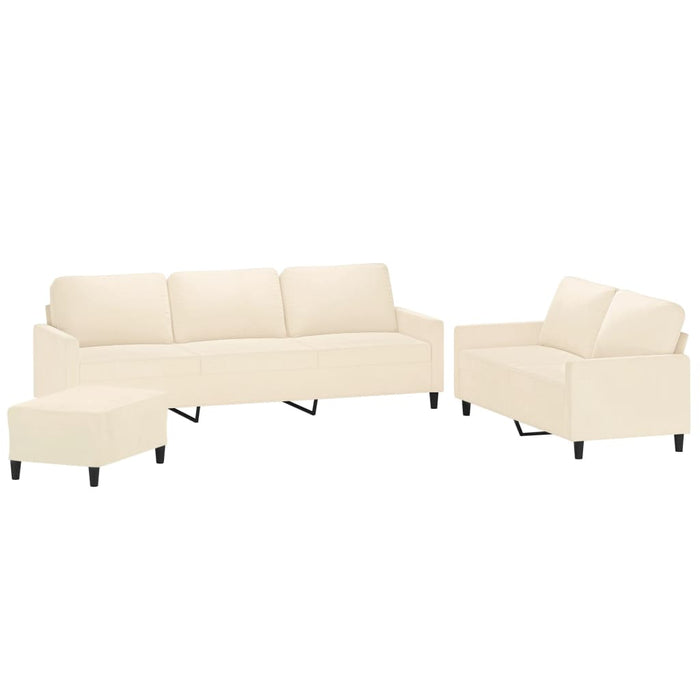 Set de canapele cu perne, 3 piese, crem, catifea WALTI