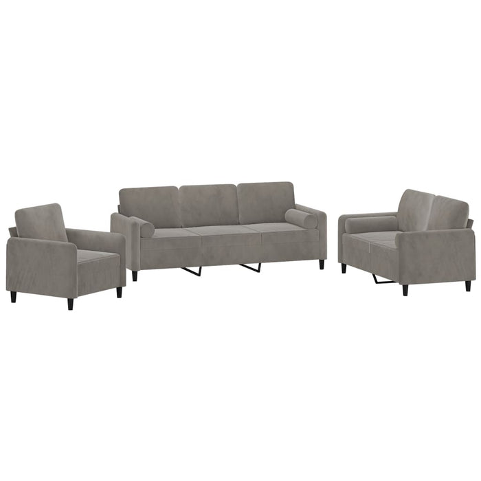 Set canapea perne/perne decorative 3 piese gri deschis catifea WALTI