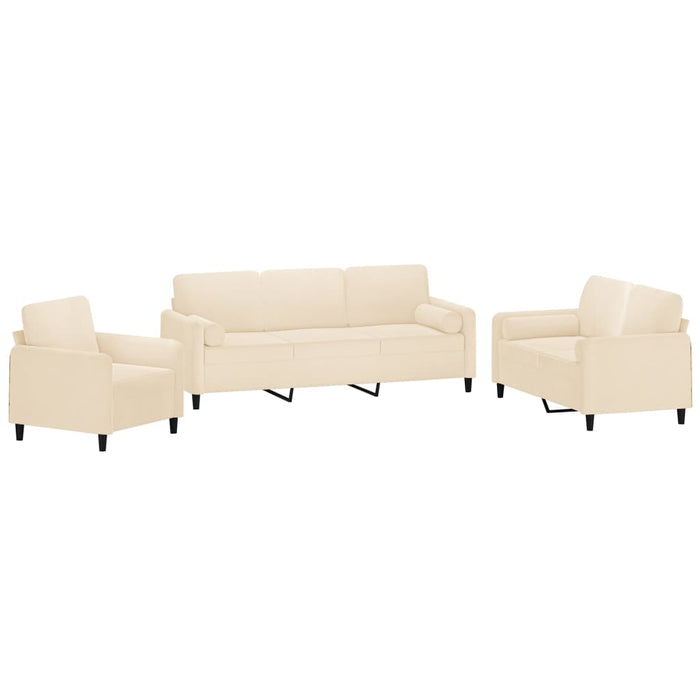 Set canapea, perne/perne decorative, 3 piese, crem, catifea WALTI