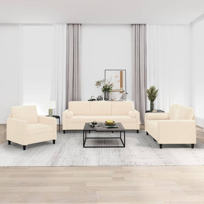 Set canapea, perne/perne decorative, 3 piese, crem, catifea WALTI