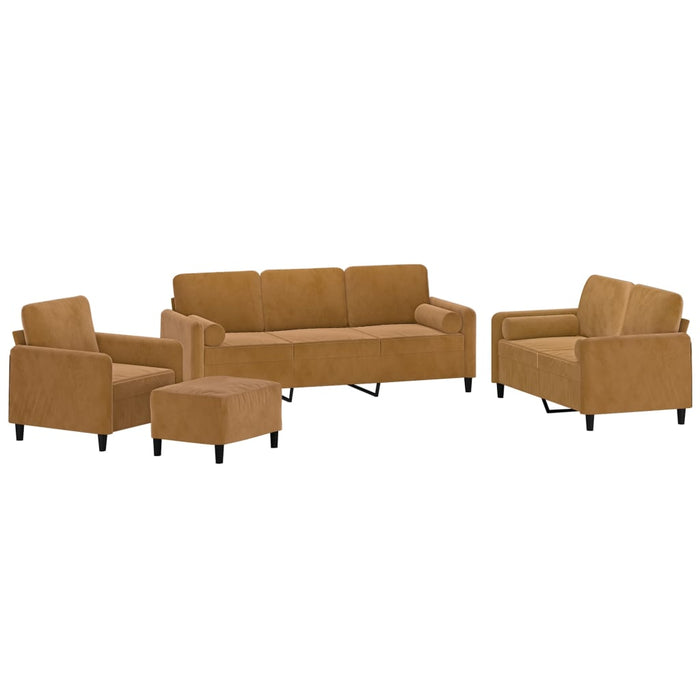 Set canapea, perne/perne decorative, 4 piese, maro, catifea WALTI