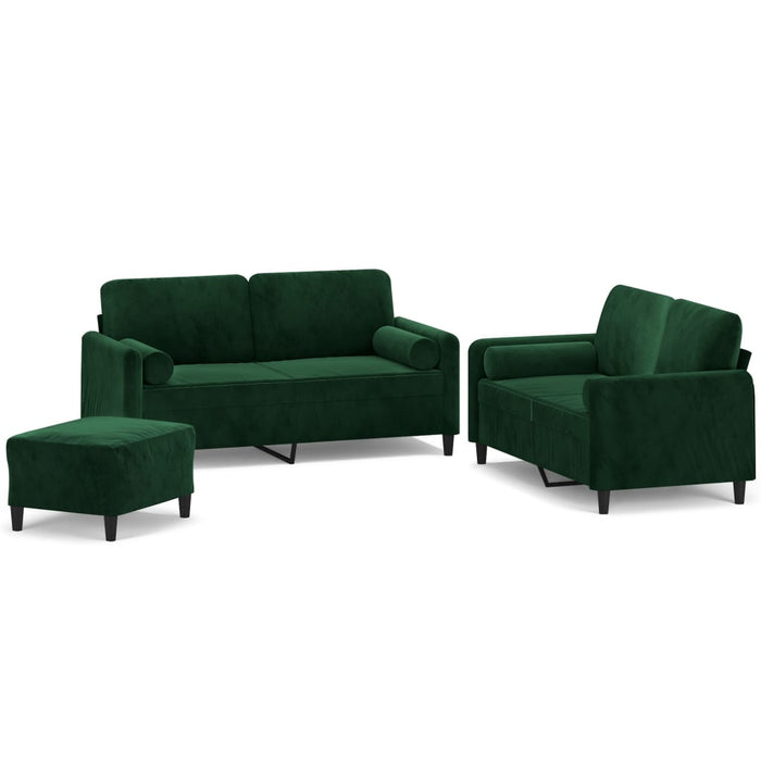 Set canapea perne/perne decorative 3 piese verde închis catifea WALTI