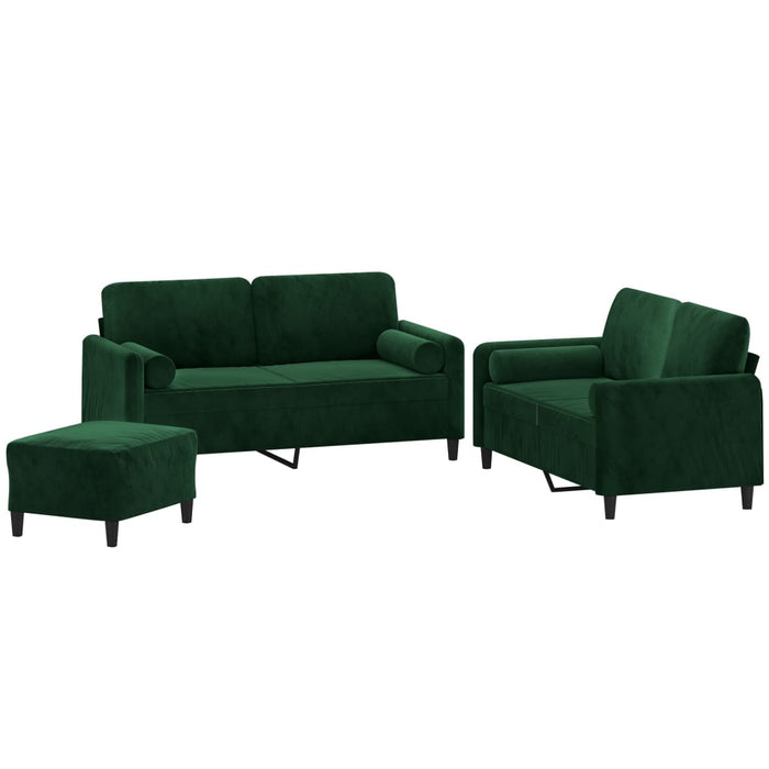 Set canapea perne/perne decorative 3 piese verde închis catifea WALTI