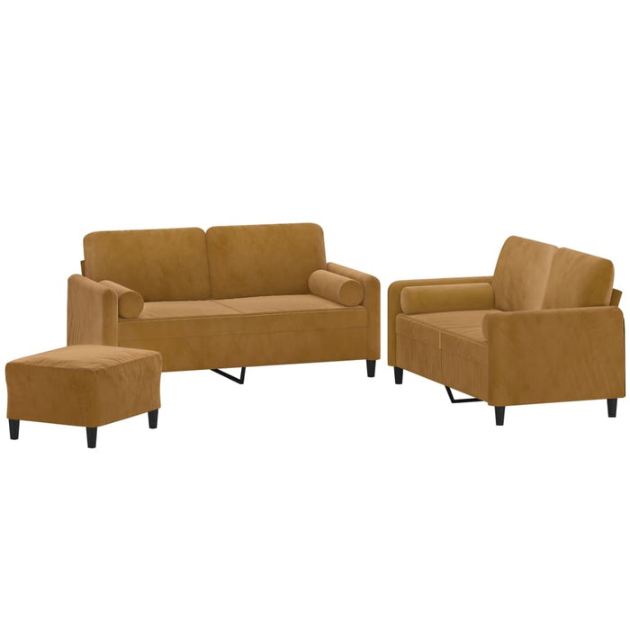 Set canapea, perne/perne decorative, 3 piese, maro, catifea WALTI