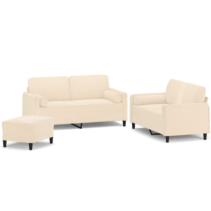 Set canapea, perne/perne decorative, 3 piese, crem, catifea WALTI