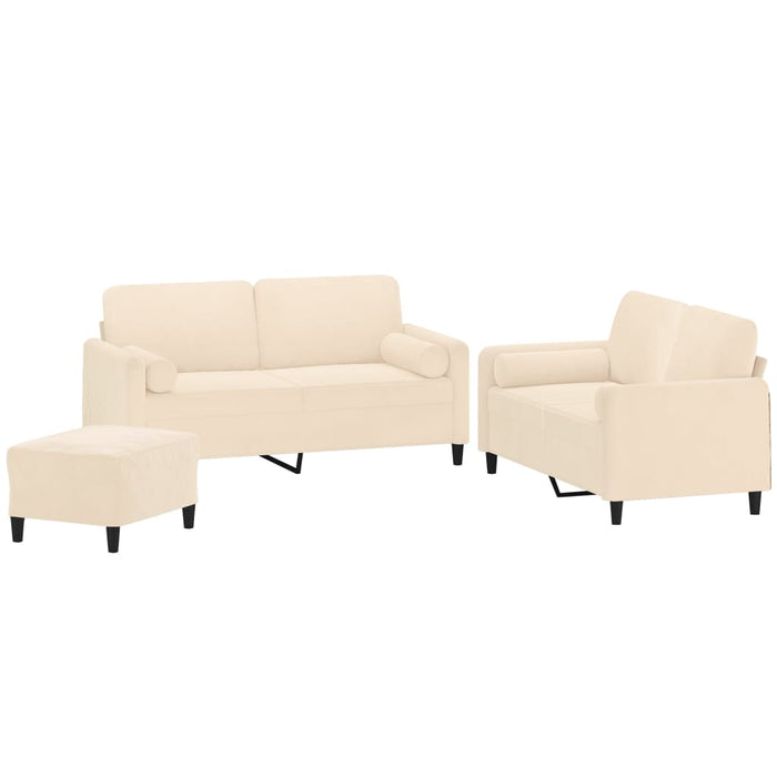 Set canapea, perne/perne decorative, 3 piese, crem, catifea WALTI