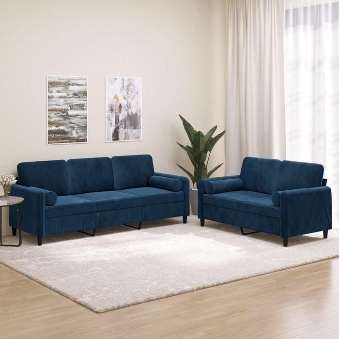 Set canapea, perne/perne decorative, 2 piese, albastru, catifea WALTI