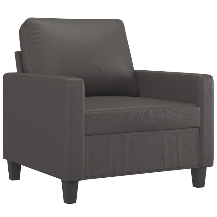 Set de canapele cu perne, 3 piese, gri, piele ecologică WALTI
