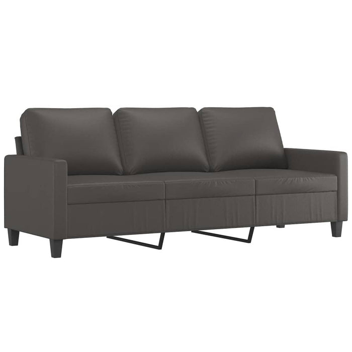 Set de canapele cu perne, 3 piese, gri, piele ecologică WALTI