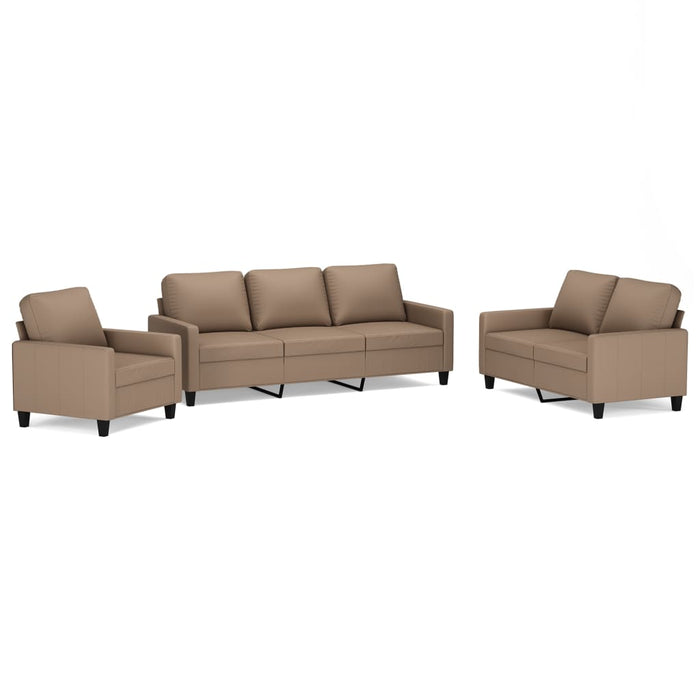 Set de canapele cu perne, 3 piese, cappuccino, piele ecologică WALTI