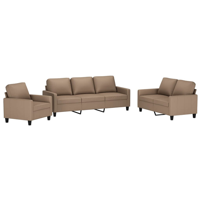 Set de canapele cu perne, 3 piese, cappuccino, piele ecologică WALTI