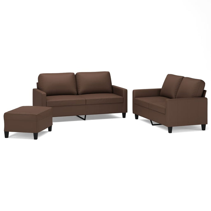 Set de canapele cu perne, 3 piese, maro, piele ecologică WALTI