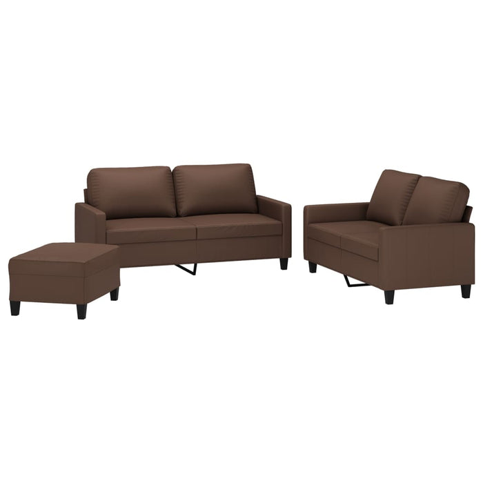 Set de canapele cu perne, 3 piese, maro, piele ecologică WALTI