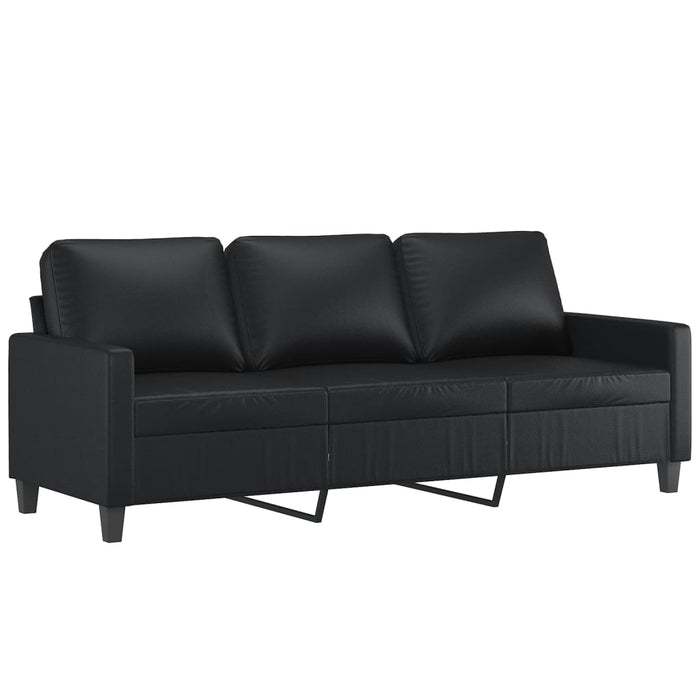 Set de canapele cu perne, 2 piese, negru, piele ecologică WALTI