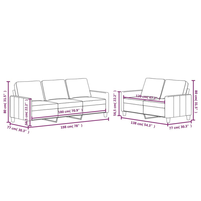 Set de canapele cu perne, 2 piese, cappuccino, piele ecologică WALTI