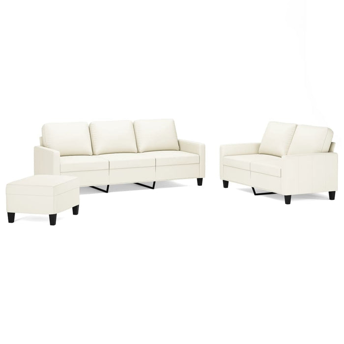 Set de canapele cu perne, 3 piese, crem, piele ecologică WALTI