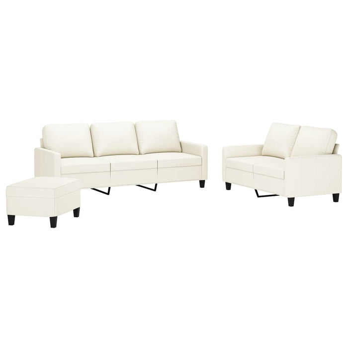 Set de canapele cu perne, 3 piese, crem, piele ecologică WALTI