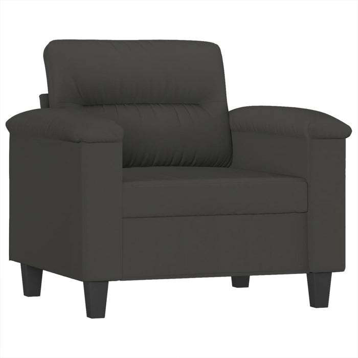 Set de canapele cu perne, 3 piese, gri închis, microfibră WALTI