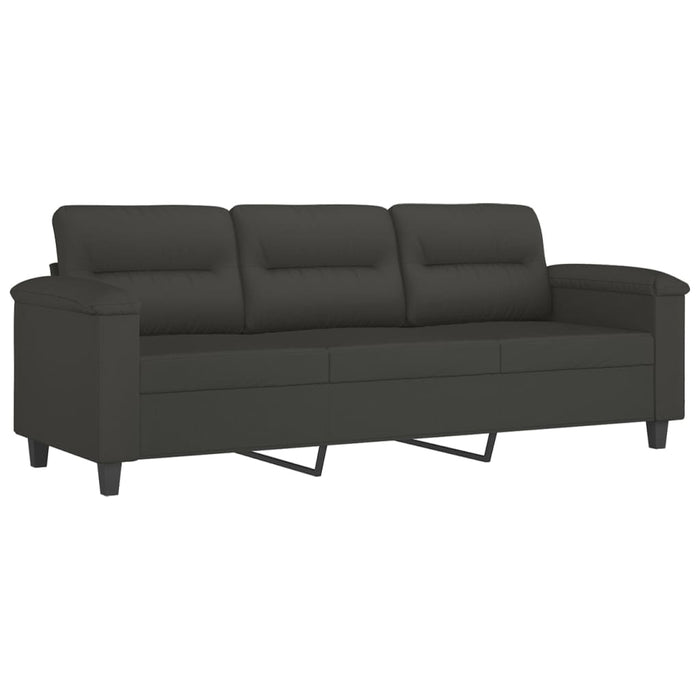Set de canapele cu perne, 3 piese, gri închis, microfibră WALTI