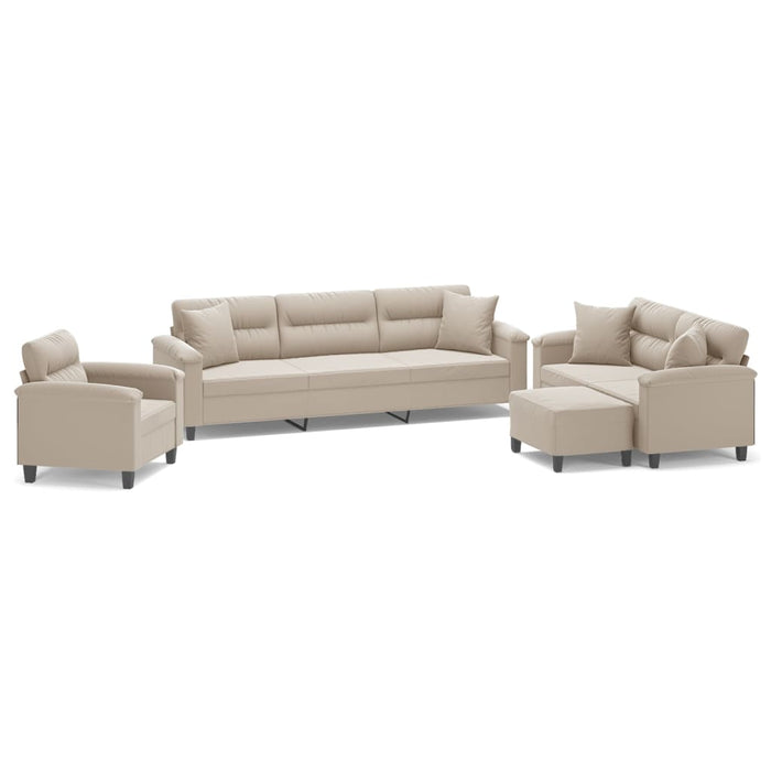 Set de canapele cu perne, 4 piese, crem, microfibră WALTI