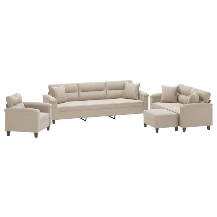 Set de canapele cu perne, 4 piese, crem, microfibră WALTI