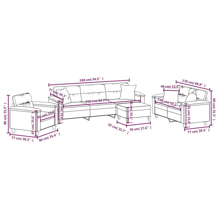 Set de canapele cu perne, 4 piese, crem, microfibră WALTI