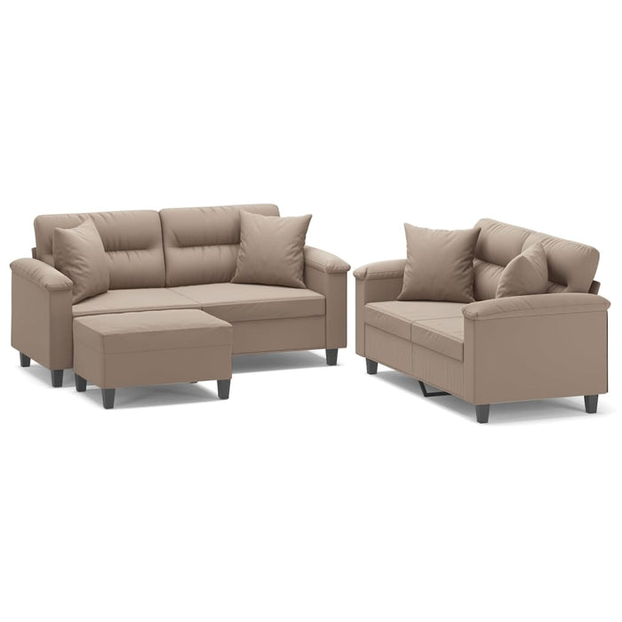 Set de canapele cu perne, 3 piese, gri taupe, microfibră WALTI
