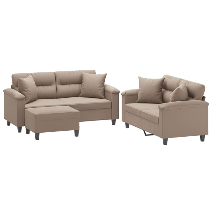 Set de canapele cu perne, 3 piese, gri taupe, microfibră WALTI