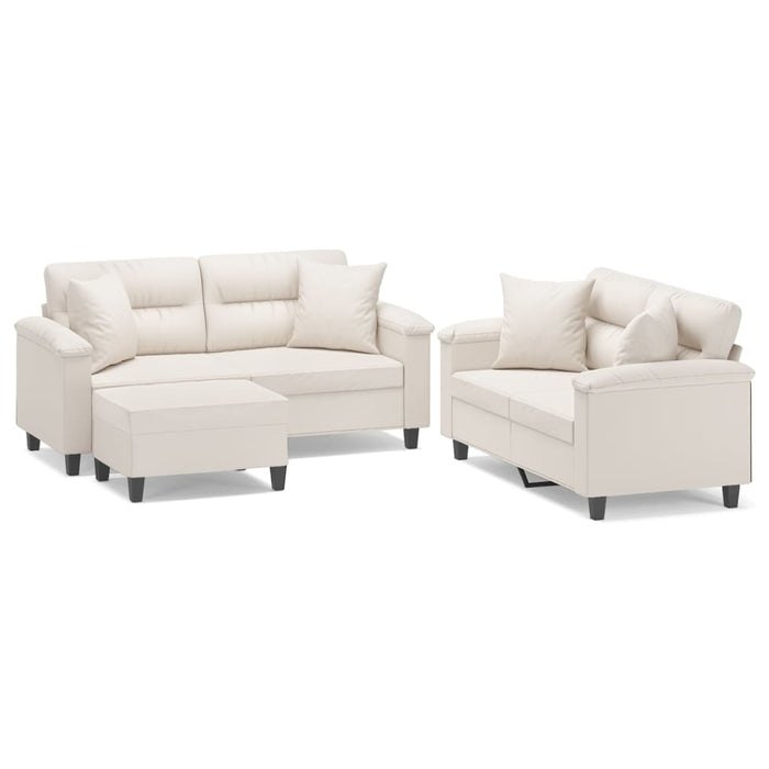 Set de canapele cu perne, 3 piese, bej, microfibră WALTI