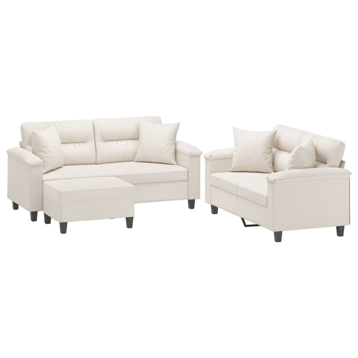 Set de canapele cu perne, 3 piese, bej, microfibră WALTI