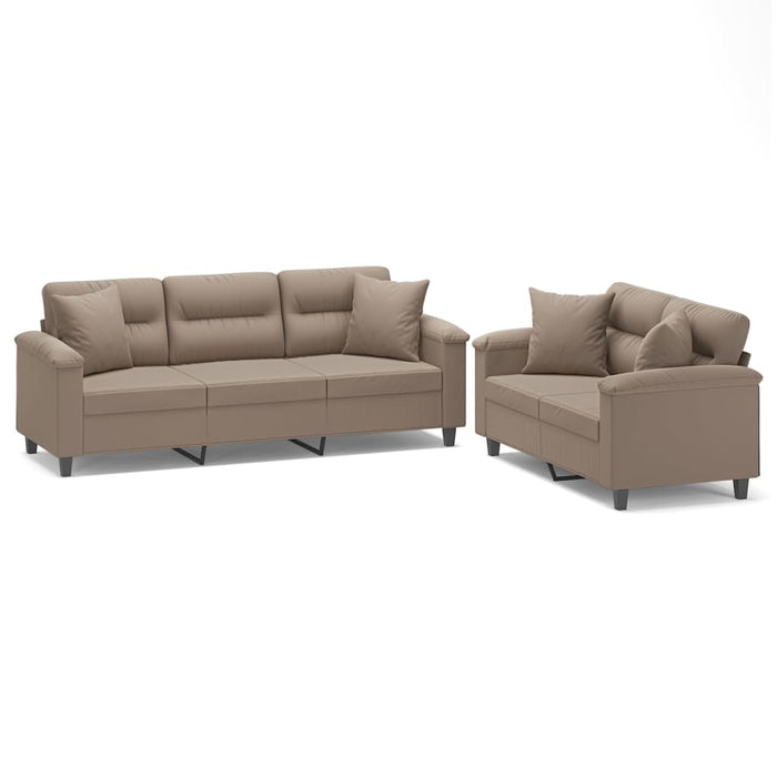 Set de canapele cu perne, 2 piese, gri taupe, microfibră WALTI