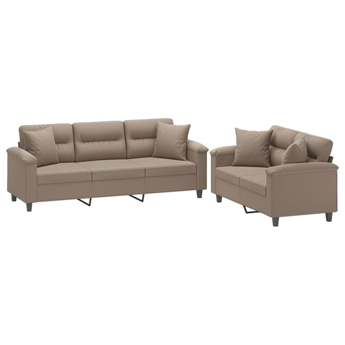 Set de canapele cu perne, 2 piese, gri taupe, microfibră WALTI