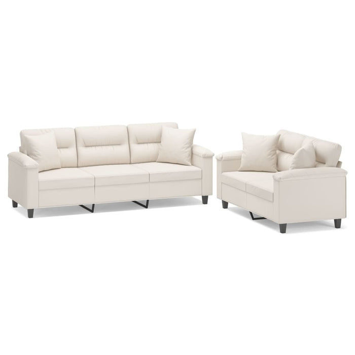 Set de canapele cu perne, 2 piese, bej, microfibră WALTI