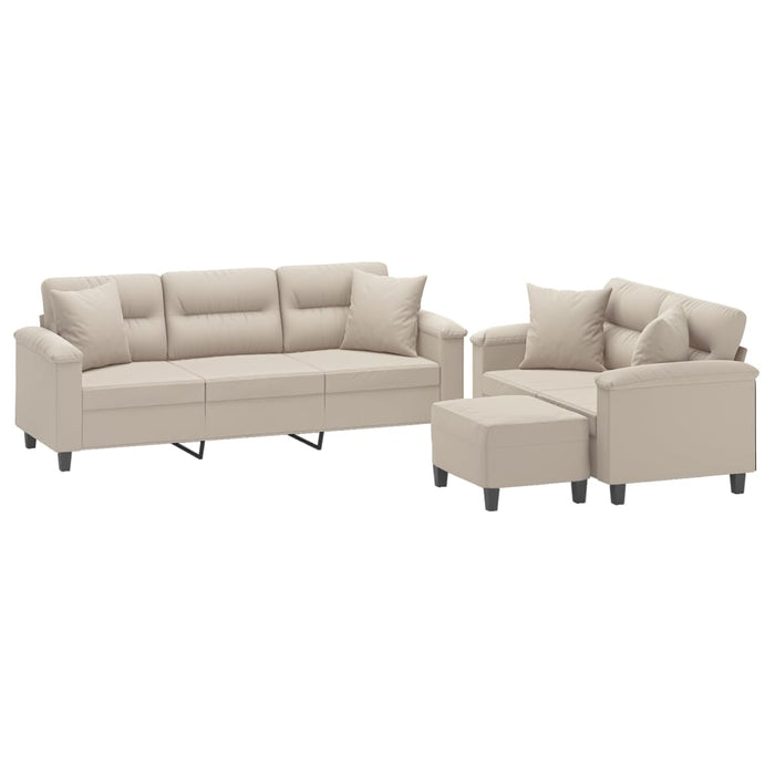 Set de canapele cu perne, 3 piese, crem, microfibră WALTI
