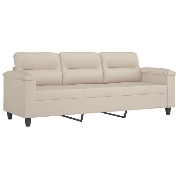 Set de canapele cu perne, 3 piese, crem, microfibră WALTI
