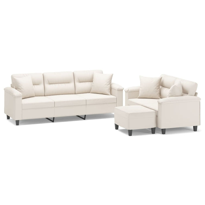 Set de canapele cu perne, 3 piese, bej, microfibră WALTI