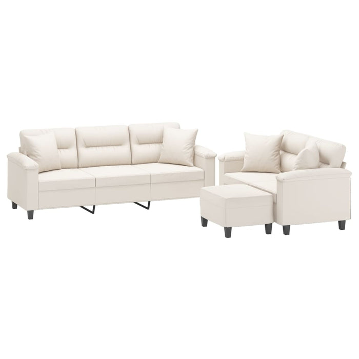 Set de canapele cu perne, 3 piese, bej, microfibră WALTI
