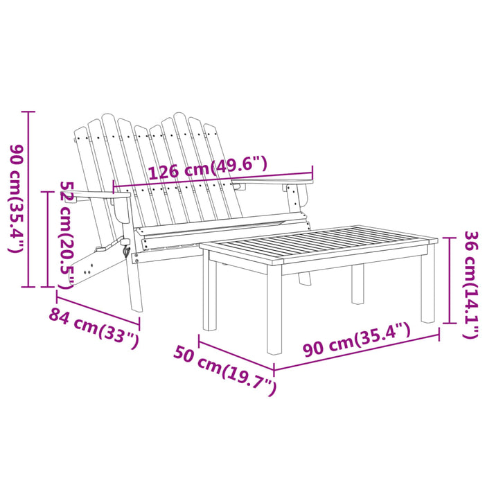 Set mobilier de grădină Adirondack, 5 piese, lemn masiv acacia WALTI