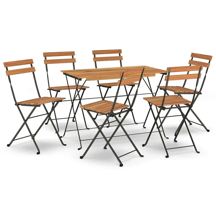 Set de bistro pliabil, 7 piese, lemn masiv de acacia și oțel WALTI