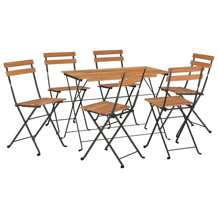 Set de bistro pliabil, 7 piese, lemn masiv de acacia și oțel WALTI