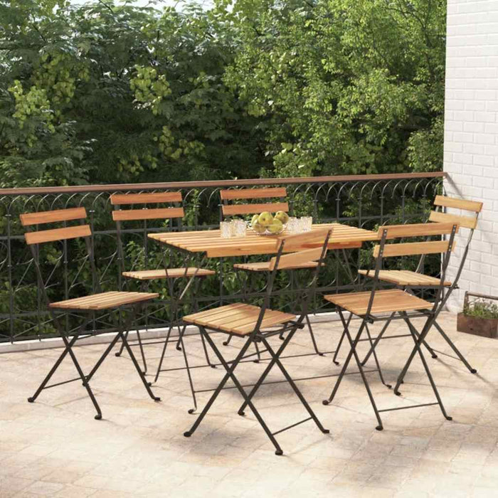Set de bistro pliabil, 7 piese, lemn masiv de acacia și oțel WALTI